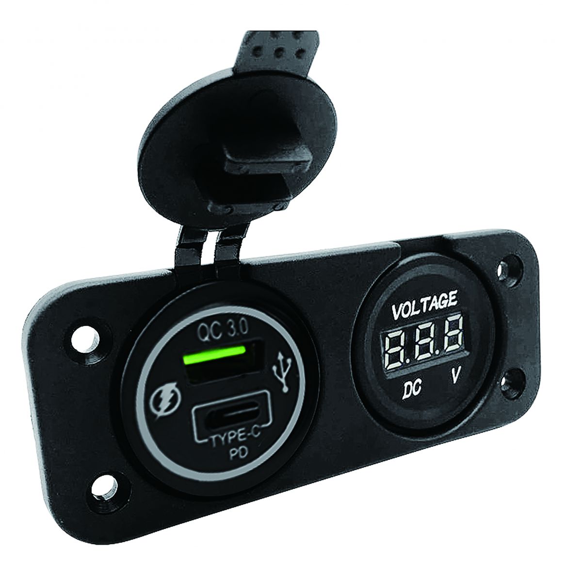 Dual USB Panel 1A+1C+Volt Meter