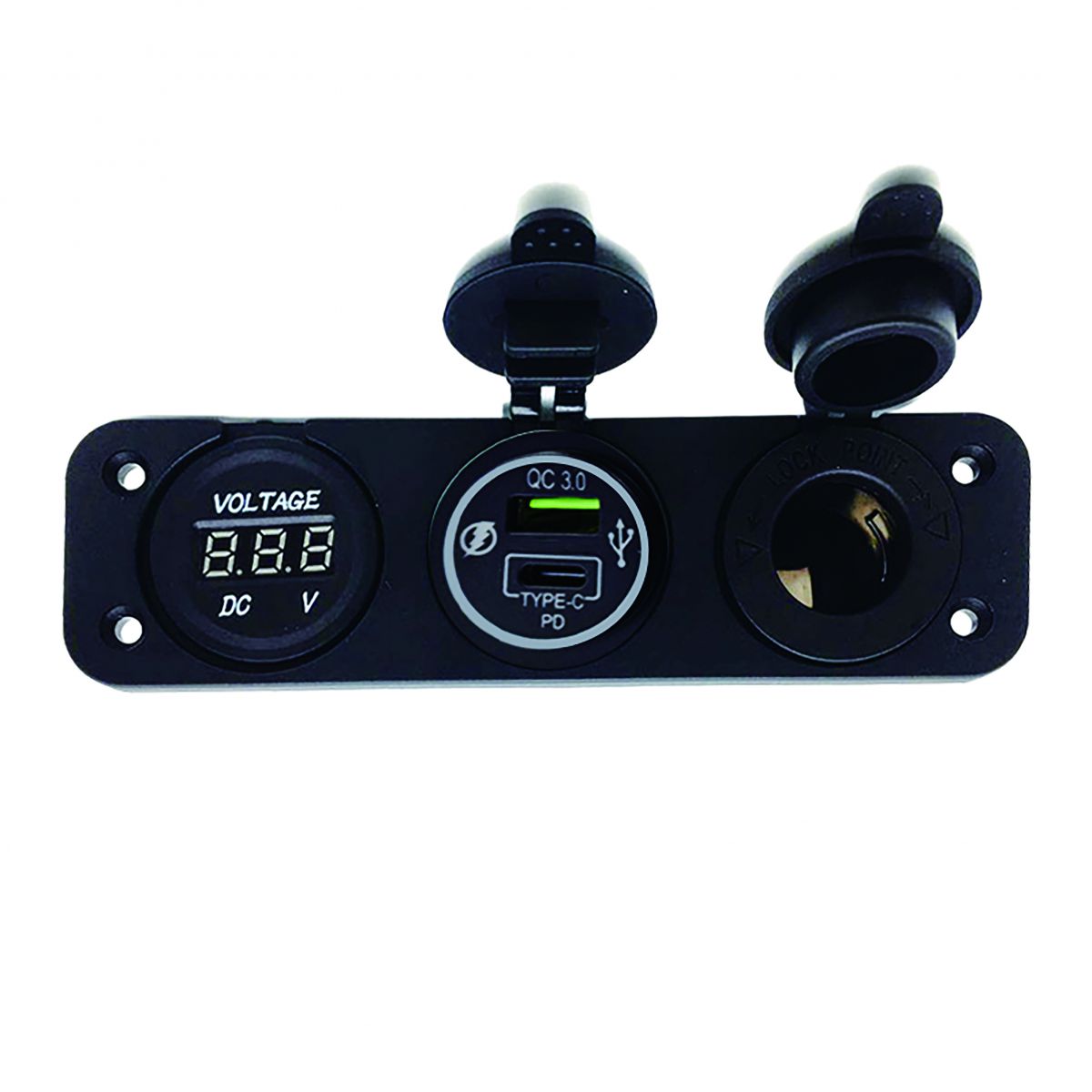 Dual USB Panel +Volt Meter + Socket