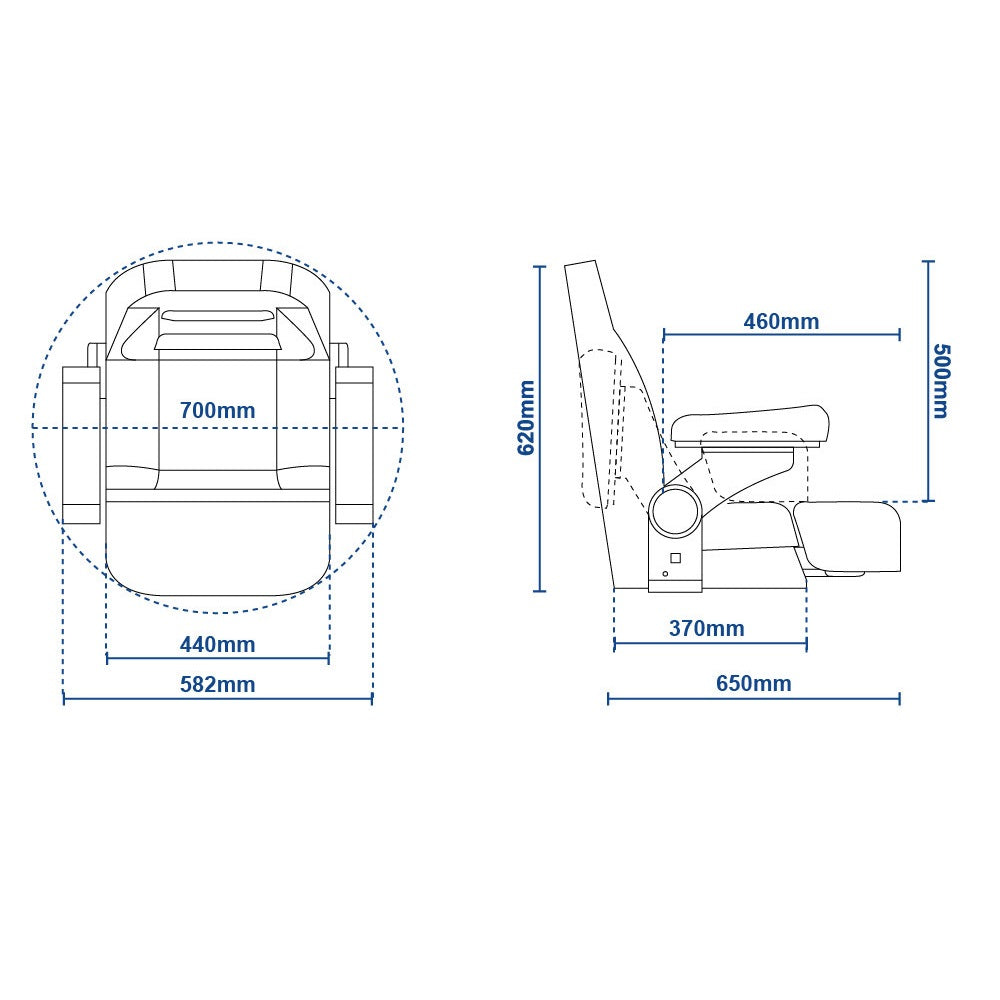 HM58 Flip-Up Helm Master Boat Seat